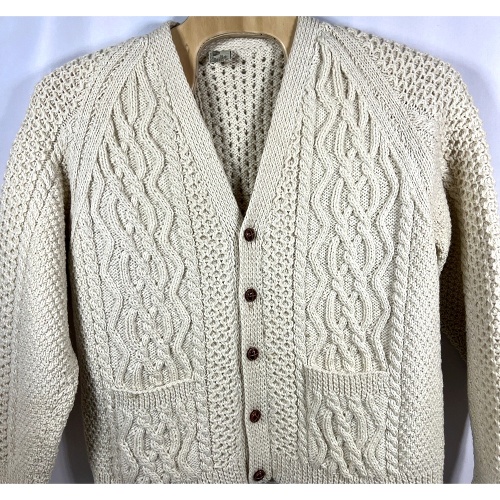 VTG Blarney Woolen Mills Sweater Aran Cable HandKnit Fisherman Ireland Mens XL